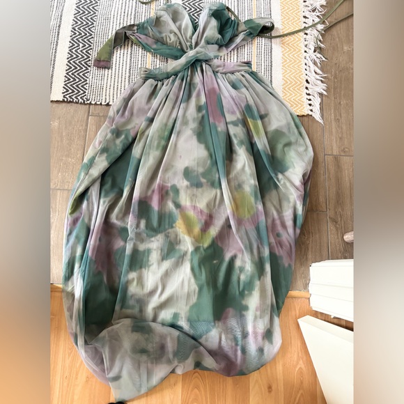 Sheer Floral Maxi Dress in Olive and Mauve - Picture 2 of 5